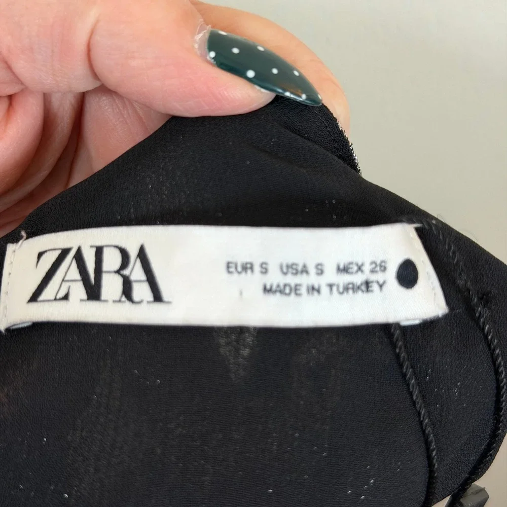 Zara Metallic Chevron Crop Top Women Small Black Silver Sparkle Party Whimsigoth